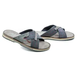 Mustang Herren Pantolette mit lässigem Kreuzriemen 26M0101001, Größe:45 EU, Farbe:Blau - Blau - 45