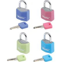 Master Lock 4 Vorhängeschlösser 3-Stift-Zyl. 20mm 9120EURQCOLNOP farbig 4er Packung