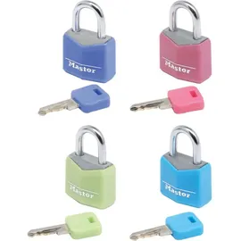Master Lock 4 Vorhängeschlösser 3-Stift-Zyl. 20mm 9120EURQCOLNOP farbig 4er Packung