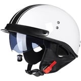 Smilfree Motorrad Halbhelm Retro Motorradhelm Halbschalenhelm mit ECE Rollerhelm Cruiser Chopper Erwachsene Herren Damen Motorrad Jethelm mit Visier