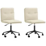 vidaXL Esszimmerstühle 2 Stk. Creme Kunstleder