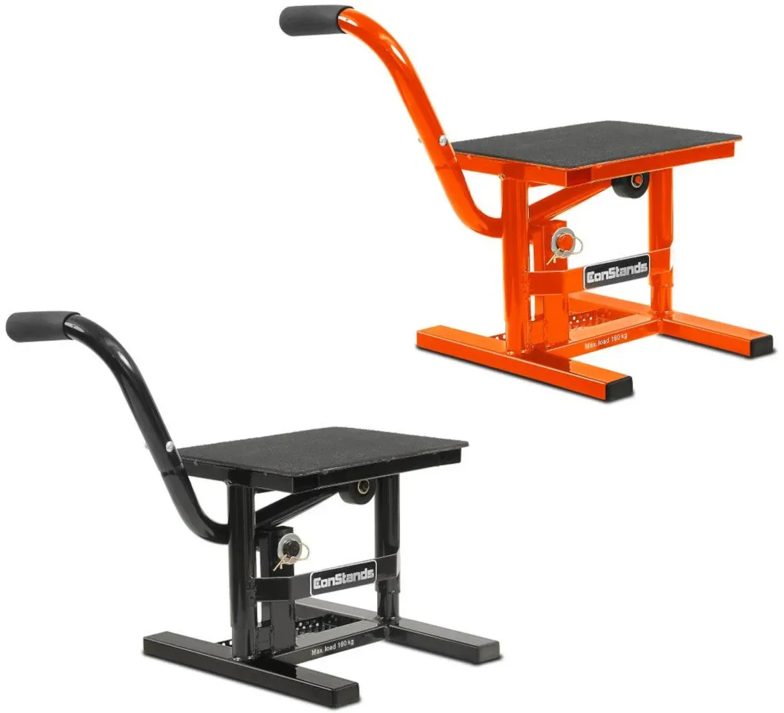 Set: Mechanischer Enduro Motorradständer Cross-Lift M bis 160kg orange + Mechanischer Enduro Motorradständer Cross-Lift M bis 160kg schwarz