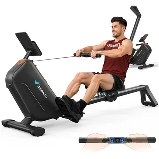 Merach Rudergerät für Zuhause, Leises Magnetisches Rudergerät, mit LCD-Display (16 Stufigem Magnetrudergerät, mit Bluetooth Monitor, mit Verstellbarer Tablethalterung, App Intelligente Überwachung), Leicht zu Montieren, 160 kg Belastbarkeit, Vertikal
