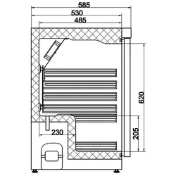 CombiSteel Edelstahl Kühlschrank 200 Liter, +1°C/+7°C, statische Kühlung, BTH 600 x 585 x 845 mm