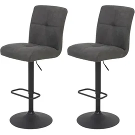 Hela Tische, 2er Set Barhocker LENI Bezug Microfaser anthrazit, schwarz), B:44cm H:102cm T:57cm, 100% Polyester, Hocker, Barhocker, Komfortsitz mit Federkorb