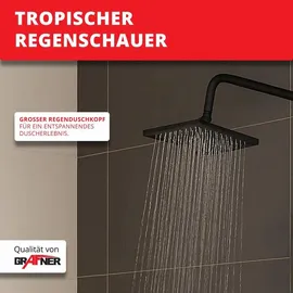Grafner Duschgarnitur mit Regenschauerduschkopf und Handbrause, Duschsäule schwarz