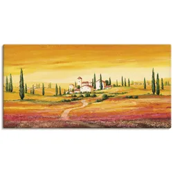 Wandbild ARTLAND "Traumhafte toskanische Landschaft", orange (farbe bild(er): orange), B:60cm H:30cm, Bilder, als Alubild, Outdoorbild, Leinwandbild, Poster, Wandaufkleber