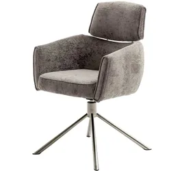 Esszimmerstuhl Set in modernem Design Webstoff und Edelstahl (2er Set)