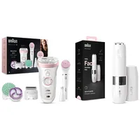 Braun Silk-épil 9 Beauty-Set, Epilierer Damen für Haarentfernung & Face Mini-Haarentferner, elektrischer Gesichtshaarentferner für Damen