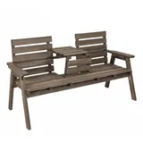 KOMFOTTEU Gartenbank Balkonbank, mit klappbarem Tisch, bis 320 kg belastbar braun