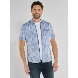engbers Herren Kurzarm-Hemd gestreift blau regular Stehkragen - 4XL
