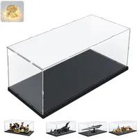 Acryl Vitrine Schaukasten 3MM für LEGO 76304 Batmobile Batman 75425 75356 21334 75399, Glasvitrine Acrylbox Transparent für Modellautos Sammlerstücke Spielzeug mit LED, Schwarz Innen 50x20x20cm