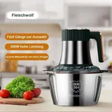 Fleischwolf Fleischwolf,5l,500 W,Fleischwolf für Fleisch, Gemüse, Obst und Nüsse, Lebensmittelwolf, Schüsselzerkleinerer aus Edelstahl(Dunkel...