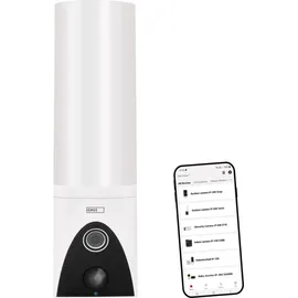 EMOS GoSmart Outdoor Überwachungskamera mit WiFi und App + 1200lm LED-Leuchte, rotierende 1080p IP-Kamera mit Licht, ohne Abo-Falle, weiß, H4054