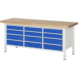 Rau Werkbank höhenverstellbar 8579A2, B2000xT700xH840-1040mm, 12x Schublade-TA
