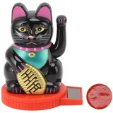 Cyrank Solarbetriebene Winkekatze, Winkende Glückskatze Mit Arm, Chinesische Glückskatze, Winkende Japanische Glückskatze Mit Winkender Hand Und Pfote nach Oben Zuwinkende Katzenstatue(Schwarz)