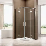 Bernstein Ex406A Viertelkreis-Duschkabine mit Drehtür 90 x 90 cm Silber Sicherheitsglas