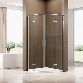 Bernstein Ex406A Viertelkreis-Duschkabine mit Drehtür 90 x 90 cm Silber Sicherheitsglas