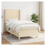 vidaXL Boxspringbett mit Matratze Creme 90x200 cm Stoff