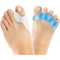 2 Paar Zehenspreizer Silikon un 2 Paar Hallux Valgus Zehenspreizer,für überlappende Zehen,Zehenspreizer für alle Zehen,Gemilderte Fußschmerz den Reibung(Blau und Weiß)