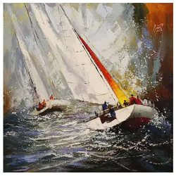 Leinwandbild - Motiv: Schiffe auf See - 120 x 120cm