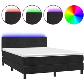 vidaXL Boxspringbett mit Matratze & LED Schwarz 140x200 cm Samt