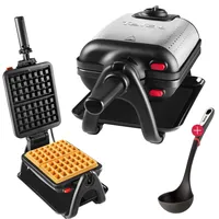 Tefal Profi King Size Waffeleisen 1200 Watt, Drehbares Doppelwaffeleisen für 2 belgische dicke Waffeln, Antihaftbeschichtete Platten, Dreh-Funktion, Temperaturregler, Spülmaschinengeeignete Platten