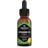 Vitamin K2 Tropfen hochdosiert & vegan 200 mcg Vitamin K2 flüssig pro Tagesdosis, 50 ml (1700 Tropfen), MK-7 Menaquinon (> 99% All-Trans-Form), ohne unnötige Zusatzstoffe, Made in Germany