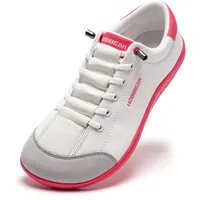 HOBIBEAR Unisex Breite Barfuss Schuhe Damen Herren Minimalistische Barfußschuhe Outdoor Trail Running Schuhe Leicht und Bequem-Weiß Rosa Rot EU 40 - 40 EU Weit
