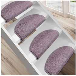 Stufenmatte Shaggy-Stufenmatte Madrid, Treppenschoner, 16 Farben, 2 Varianten, Karat, Halbrund lila Halbrund