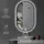 PonteSino HOKO Badspiegel LED 45x75 cm Wandspiegel Oval+Rahmen+LED Wechsel Warmweiß-Kaltweiß-Neutral 2700-6500K+Touch Schalter+Memory-Funktion. Turin - Schwarz
