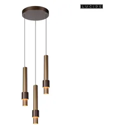 Lucide LED Pendelleuchte MARGARY, 3-flammig, Ø 28cm, 3x 4W, 2700K, 433lm, IP20, dimmbar, kaffee LUC-24402/15/96