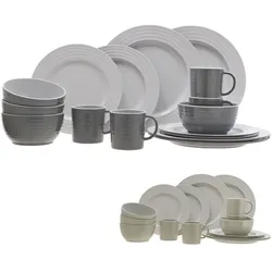TRAVELLIFE Melamin Geschirr Set Palma Camping Glasierte Keramik Optik 16 teilig Farbe: beige