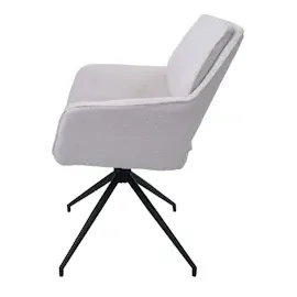 Mendler 2er-Set Esszimmerstuhl HWC-N74, Küchenstuhl, drehbar Auto-Return, Stoff Bouclé (540g/m2) Öko-Tex ~ creme