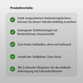 Trutzholm Fahrradständer 2 x Anlehnbügel 90 x 84 cm Ø 49 mm grau