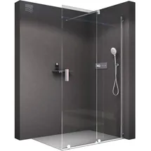 Bernstein Walk In Dusche mit Schiebetür 140cm NT101 Klarglas 8mm ESG Sicherheitsglas Nano Beschichtung Duschabtrennung Duschwand Duschtrennwand Echtglas-Dusche