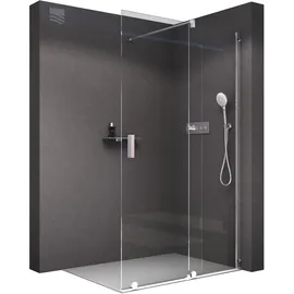 Bernstein Walk In Dusche mit Schiebetür 140cm NT101 Klarglas 8mm ESG Sicherheitsglas Nano Beschichtung Duschabtrennung Duschwand Duschtrennwand Echtglas-Dusche