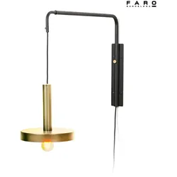 Faro Wandleuchte WHIZZ E27, IP20, ziehbar, gold, schwarz FAR-20168