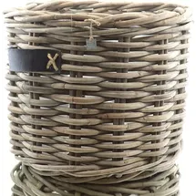 Van der Leeden Rattan Übertopf Ø 50 x 45 cm Grau