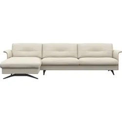 Ecksofa FLEXLUX "Glow, super bequem durch hochwertigem Sitzaufbau mit Federkern, L-Form", weiß (warm weiß), B:305cm H:81cm T:158cm, 100% Echteder, Sofas, Modernes skandinavisches Design