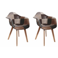 HOME DECO FACTORY Set mit 2 Sesseln für Wohnzimmer, Esszimmer, Mehrfarbig, Patchwork, Scandivave Holz