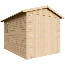 TIMBELA Holzgarage M105 2,22 x 3,20 m Naturholz inkl. Fenster