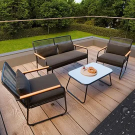 garmio Gartenmöbel Set 4-tlg. Polyrattan