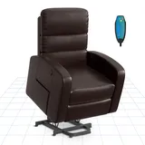 FLEXISPOT Relaxsessel, Massagesessel, Aufstehsessel, Schlafsessel, Elektrischer Fernsehsesssel mit Aufstehhilfe, Heizfunktion für Senioren (Braun)