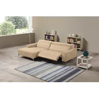 Ecksofa EGOITALIANO "Suzette, Designsofa mit hohem Sitzkomfort", beige (champagner), B:266cm H:95cm T:163cm, Leder »BULL« (echtes Rindsleder). Geschliffenes, pigmentiertes und behandeltes Rindsleder mit einer Dicke von 1, 3-1, 5 mm. Dieses Leder zeigt eine ziemlich weiche Hand mit einem halb undurchsichtigen Aussehen. Es handelt sich um ein geschütztes Leder. Eine leichte Deckschicht schützt sie vor Flecken, ohne ihre ursprünglichen Eigenschaften zu verändern. Die geschützten Leder kombinieren die Vorteile