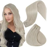 Hetto Remy Extensions Tressen Echthaar Blond Tressen Extensions Echthaar Naturlich Tressen Echthaar Haarverlangerung #60 Weiß Blond 55 cm 100g