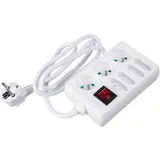 Perel Steckdosenleiste mit Schalter, 4 Eurosteckdosen, 3 Steckdosen Typ E, Kabel 1.5 m, 3G1.5, Innenbereich, Weiß