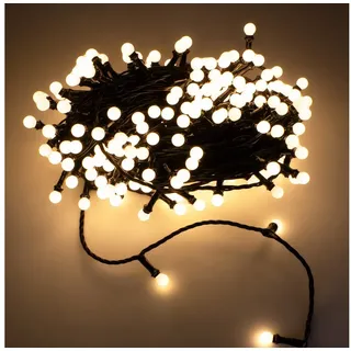 Spetebo LED Lichterkette für Außen mit 200 mini Kugeln - 20 m - Deko Beleuchtung warm weiß mit Dimmer und Timer - Kugellichterkette Weihnachten Party Licht