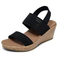 Skechers Damen Beverlee-Sheer Luck Sandals, Black Engineered Knit Mesh, 38 EU - 38 EU