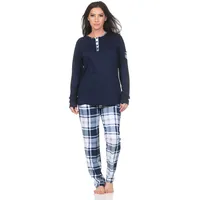Normann Schlafanzug langarm Pyjama karierter Jersey - auch in